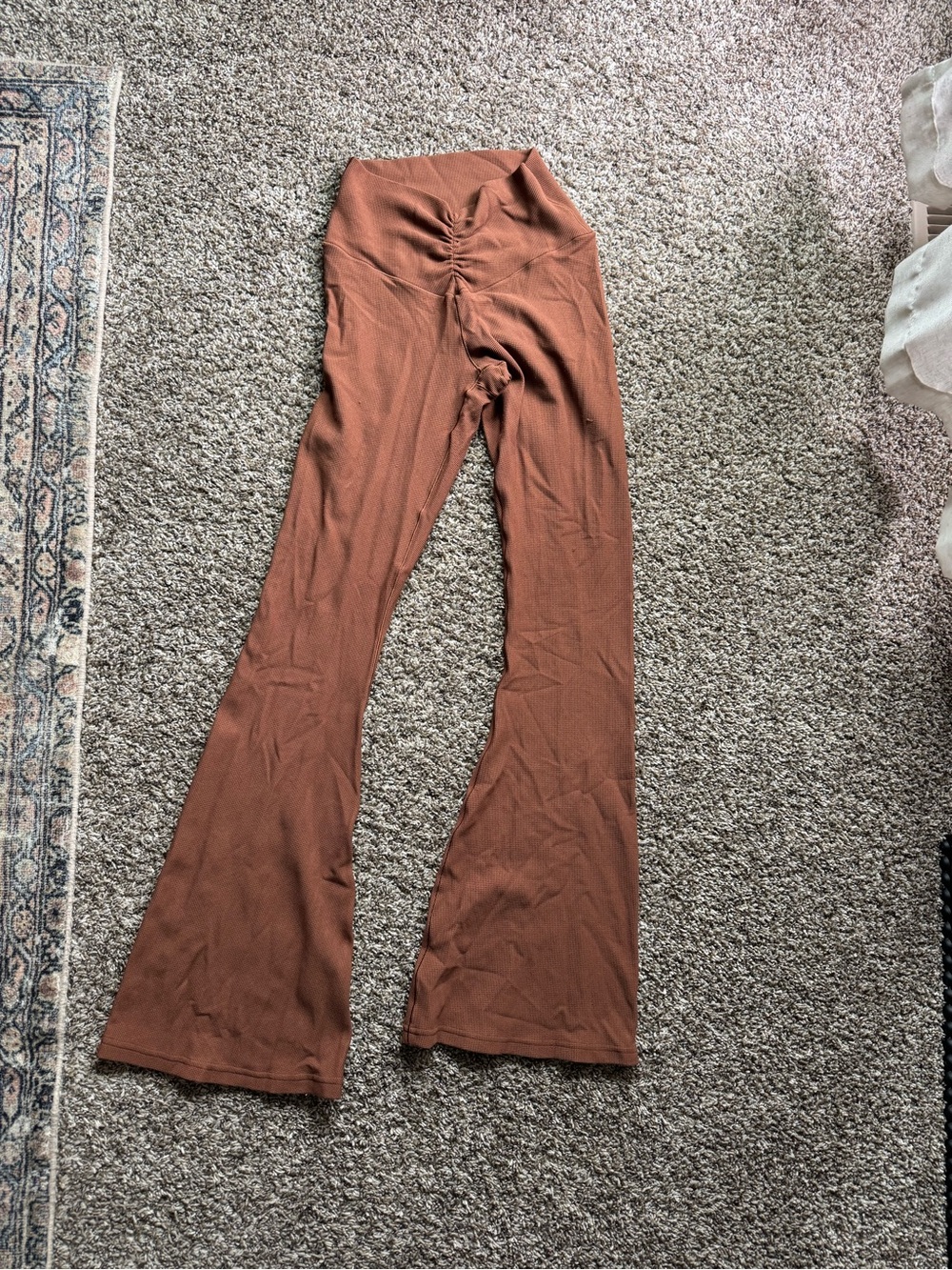 Aerie High-Waist Flared Pants in Rust